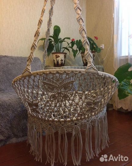 Подвесное кресло качель макраме