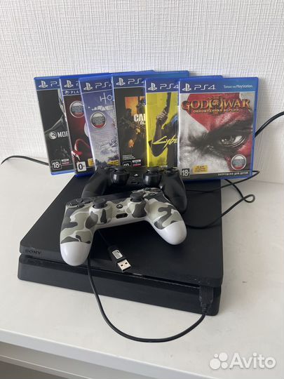 Sony PS4 slim 1tb + 6 игр + 2 джойстика