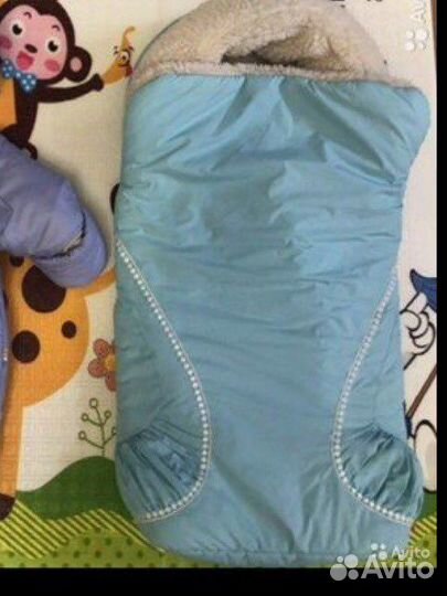 Зимний конверт на овчине в коляску