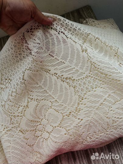 Тюль кремовый плотный