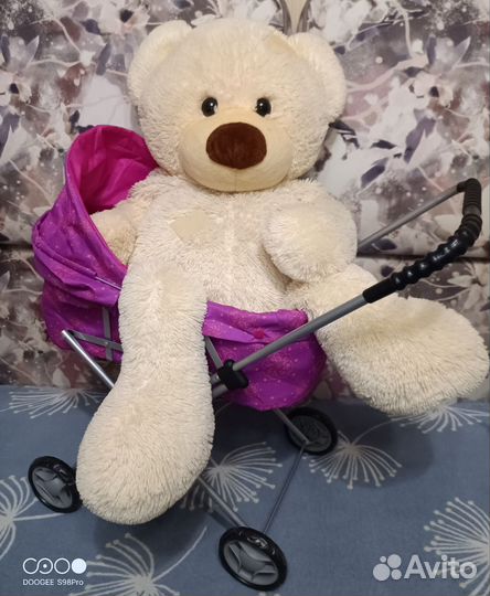 Коляска для кукол + большой медведь