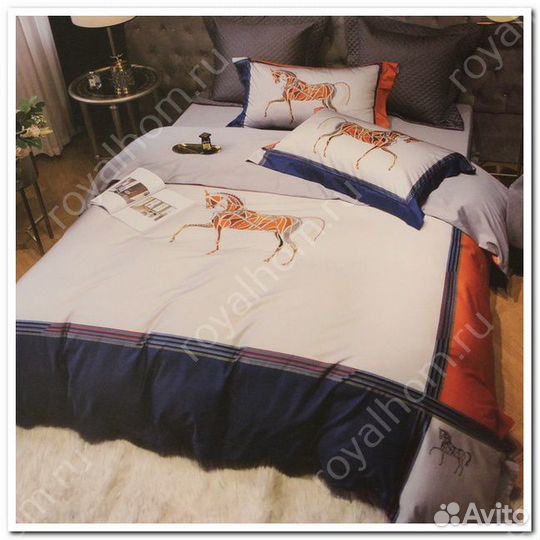 Постельное белье hermes Евро Брендовый рисунок