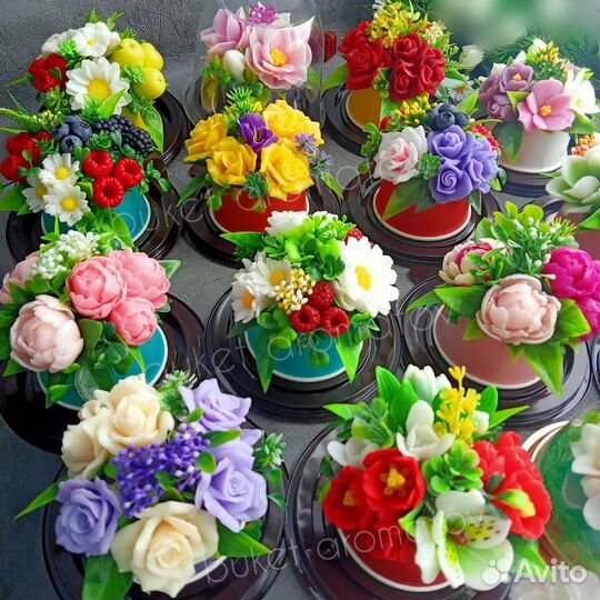 Букеты из мыла. Розы, пионы, тюльпаны, ромашки