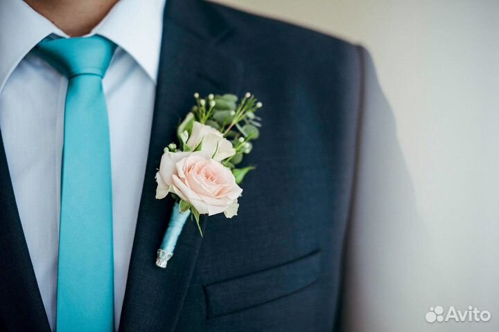 Свадебный букет невесте, бутоньерка, браслет