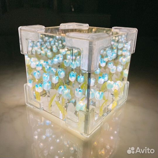 Ночник светильник тюльпаны в кубе