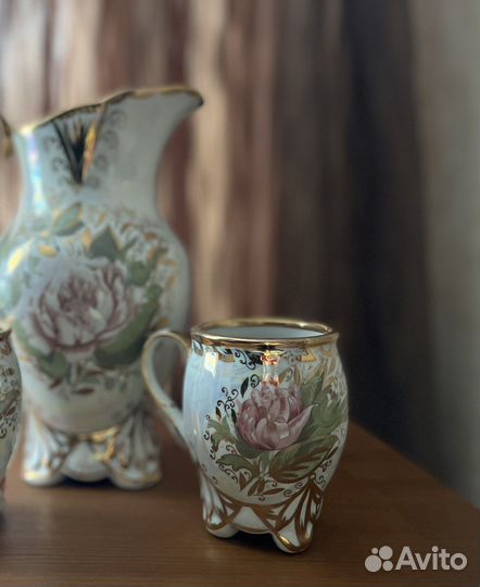 Кувшин для молока с кружками Кисловодский фарфор