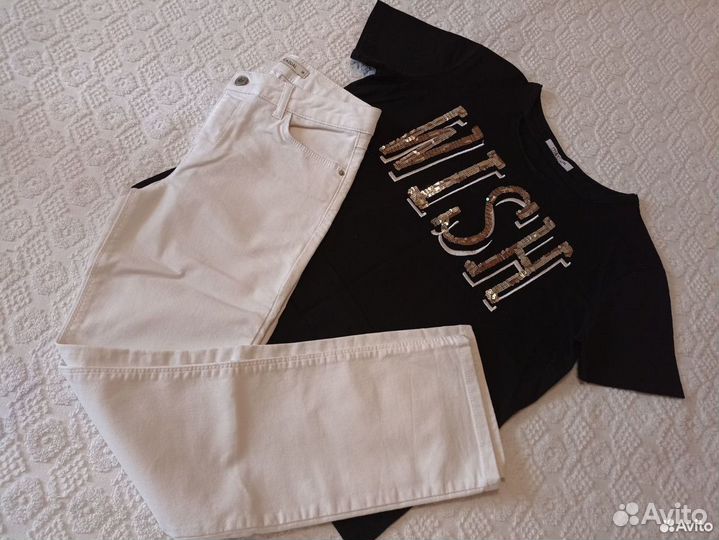 Летний комплект футболка и джинсы белые 42 44