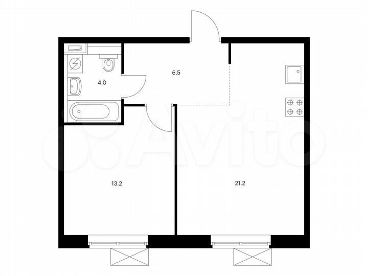 1-к. квартира, 44,9 м², 3/15 эт.