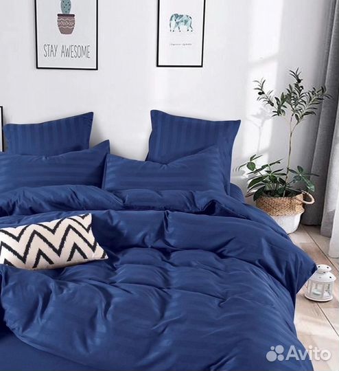 Страйн сатин с простыней на резинке