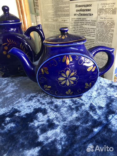 Чайники кобальт Гжель СССР