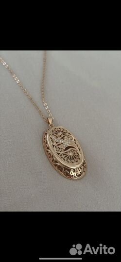 Кулон с цепочкой покрытие золото 585 пробы