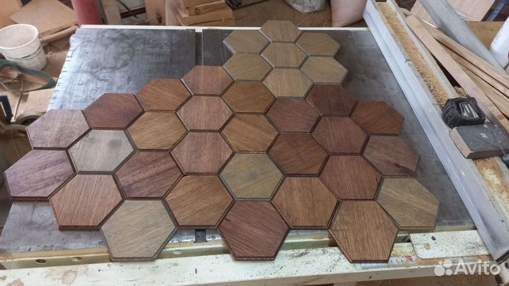 Плитка гексагон деревянная