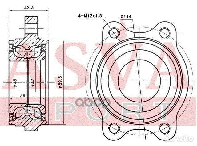 Подшипник ступицы комплект adwha6MF92KIT asva
