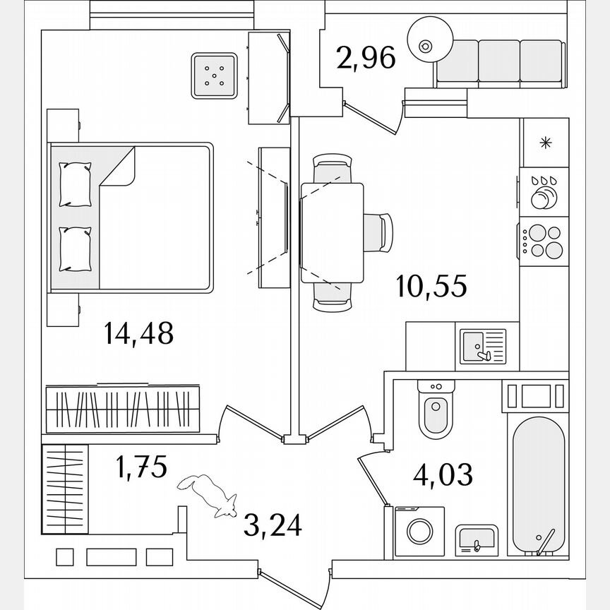 1-к. квартира, 35,5 м², 9/17 эт.