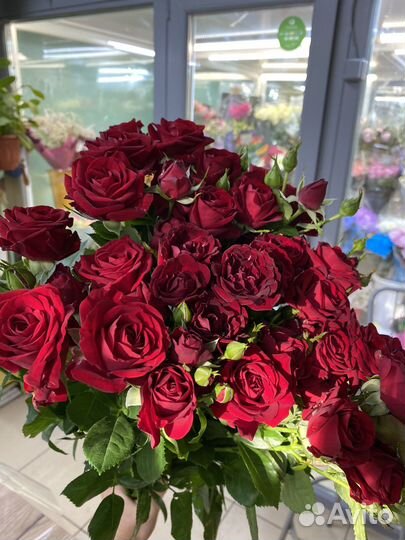 Роза кустовая красная букет из роз доставка
