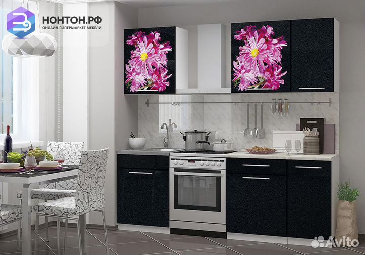 Кухня Астра 1.4 м черный металлик