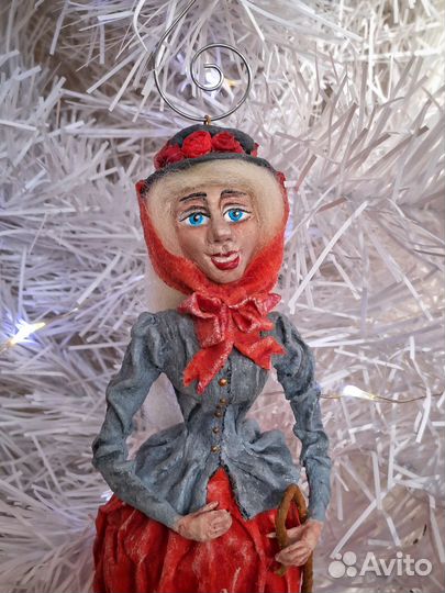 Пастушка и трубочист- елочные игрушки из ваты