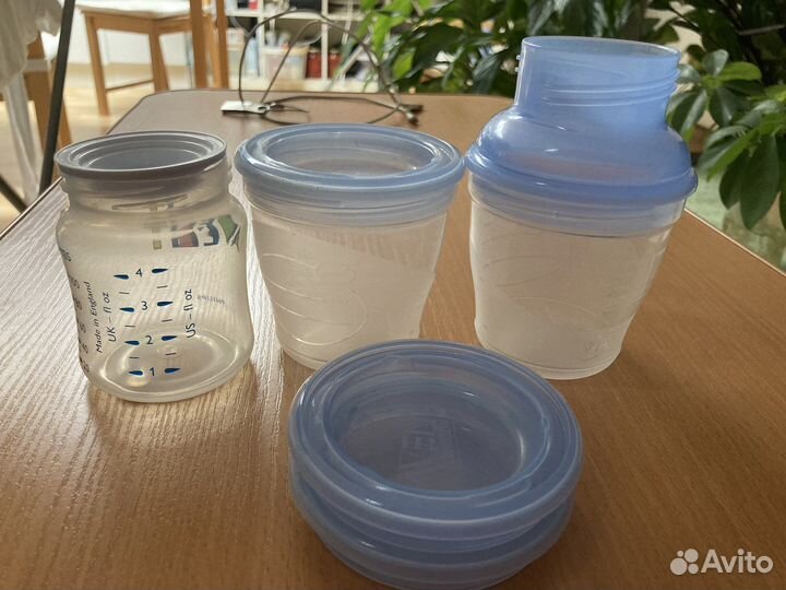 Молокоотсос Avent электрич.+баночки для хранения