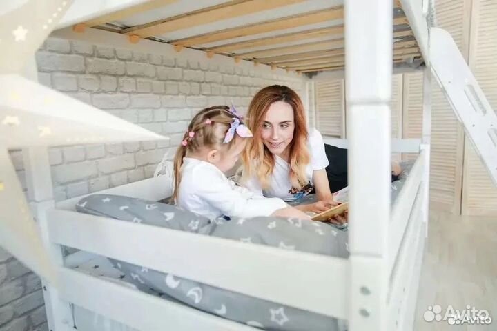 Кровать из массива двухъярусная трансформер 80*190