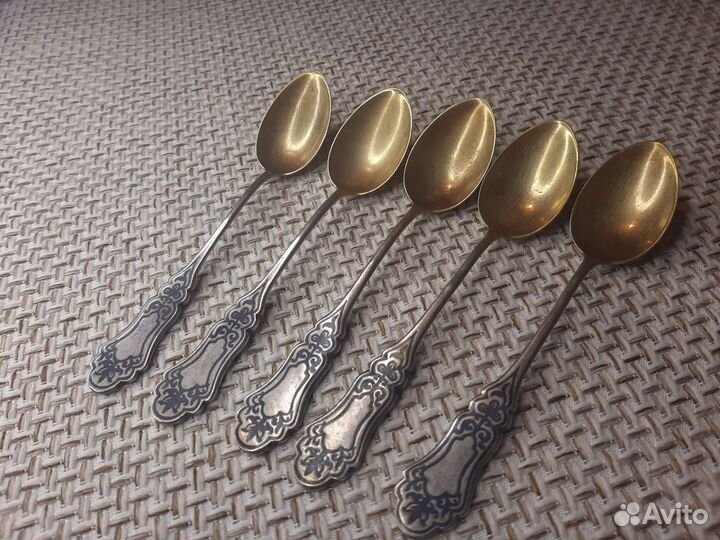 Набор ложек чайных серебро 875 проба 5шт