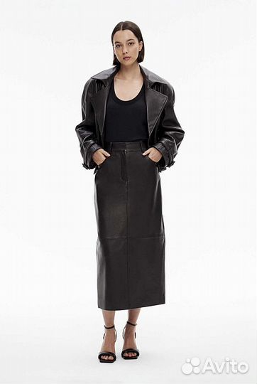 Кожаная юбка миди Witchery черная