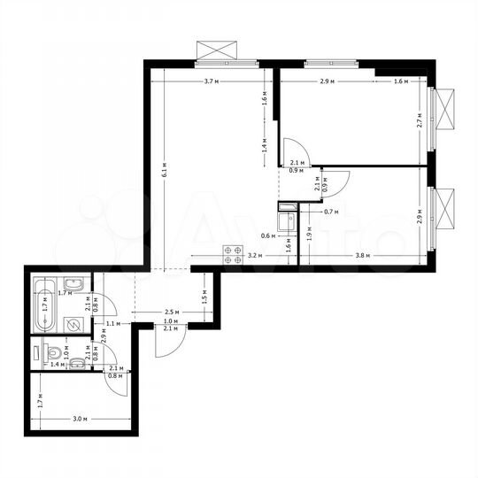 2-к. квартира, 63,5 м², 21/25 эт.