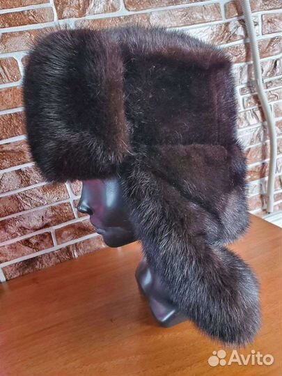 Мужская шапка ушанка. Норка