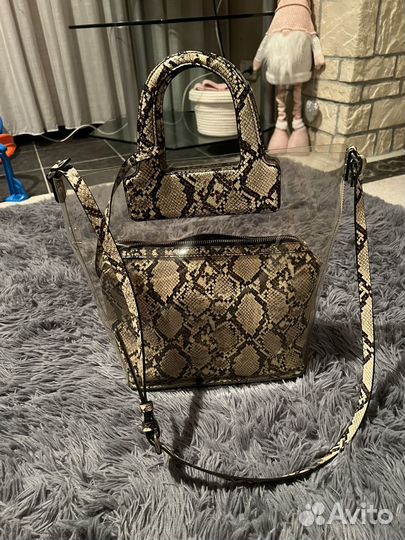 Сумка zara прозрачная рептилия