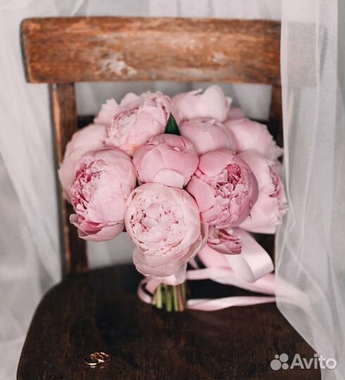 Букет свадебный из пионов розовых