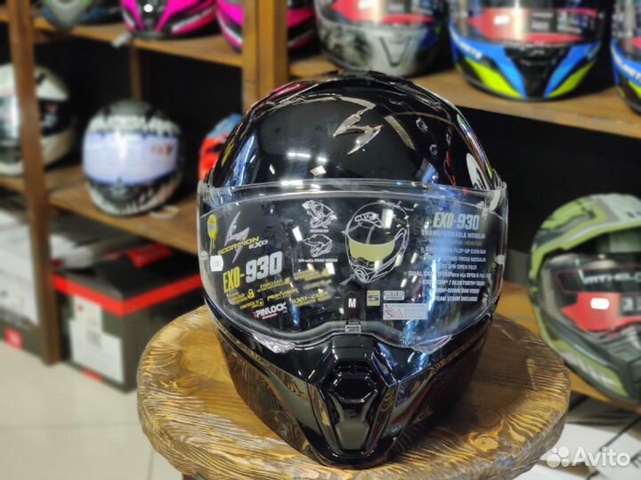 Шлем-модуляр Scorpion EXO-930 Solid чёрный глянец