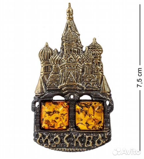 Магнит Москва (латунь, янтарь) A2087966