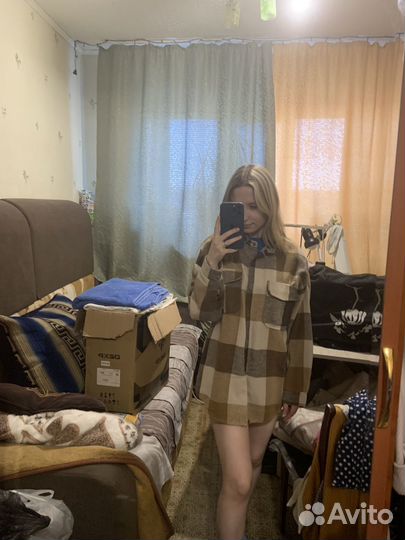 Рубашка женская теплая в клетку