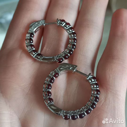 Серебряные серьги 925 с гранатом