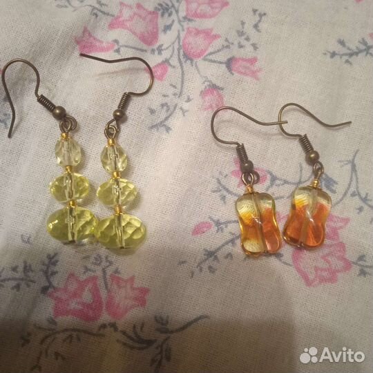 Серьги урановое стекло