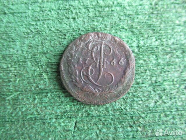 20. Медная монета, денга 1766 ем