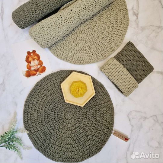 Салфетки сервировочные, набор, ручная работа