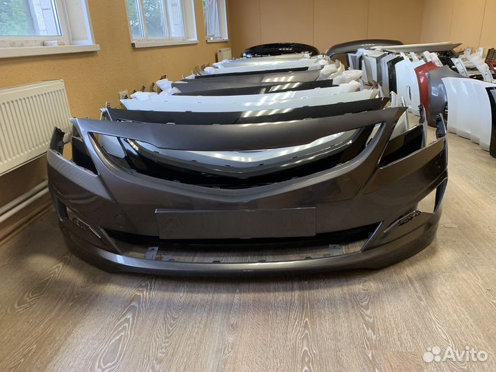 Бампер передний Hyundai Solaris 14-17 Серый RHM