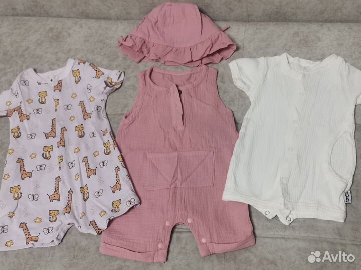 Боди песочник 3 шт 62-68 р-р