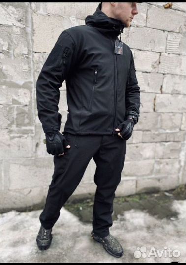 Тактический костюм softshell black