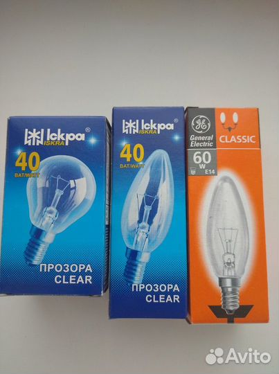 Лампы накаливания на 40 и 60 Вт цоколь Е14 220В