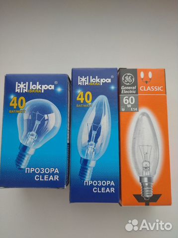 Лампы накаливания на 40 и 60 Вт цоколь Е14 220В