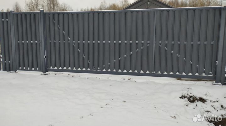 Откатные ворота под ключ с доставкой и установкой