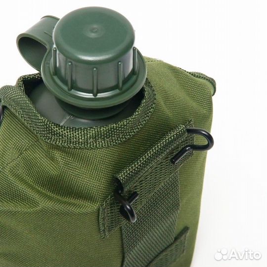 Фляжка походная с чехлом 1л, пластик, кружка алюм