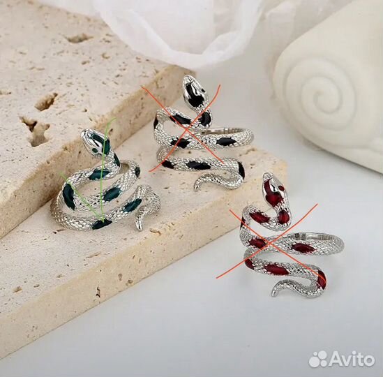 Кольцо змея (под серебро)