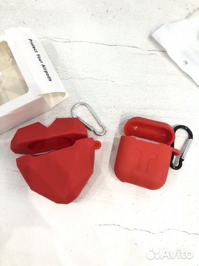 Чехол сердце для наушников airpods 1 и 2