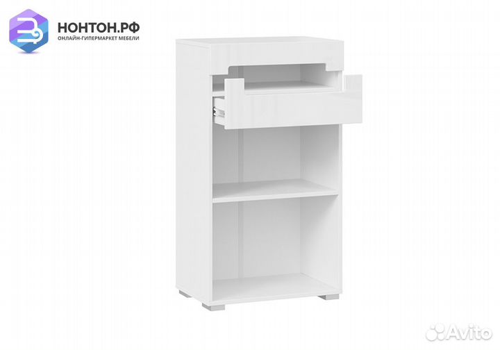 Тумба комбинированная Фьюжн белый / белый глянец