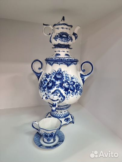 Самовар фарфоровый гжель электрический