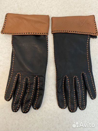 Перчатки утепленные кожаные женские