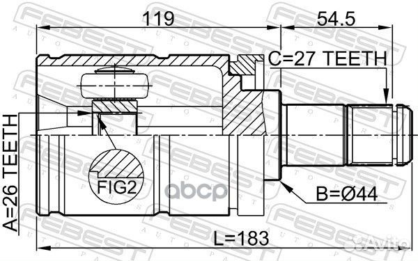 Шрус внутренний левый 26x44x27 1911-E53LH Febest