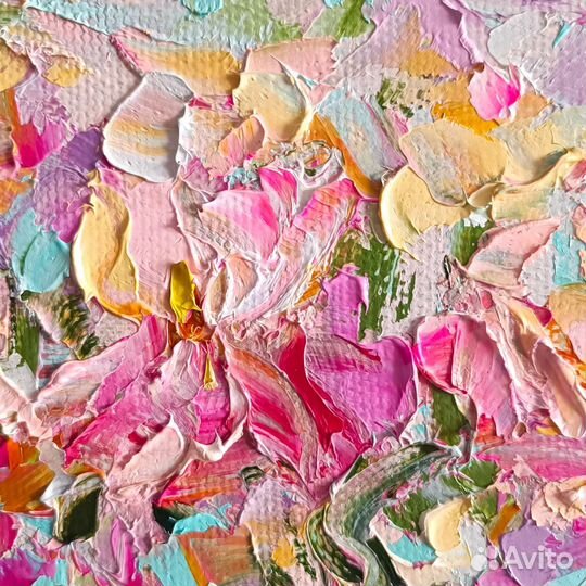 Картина маслом на холсте полевые цветы